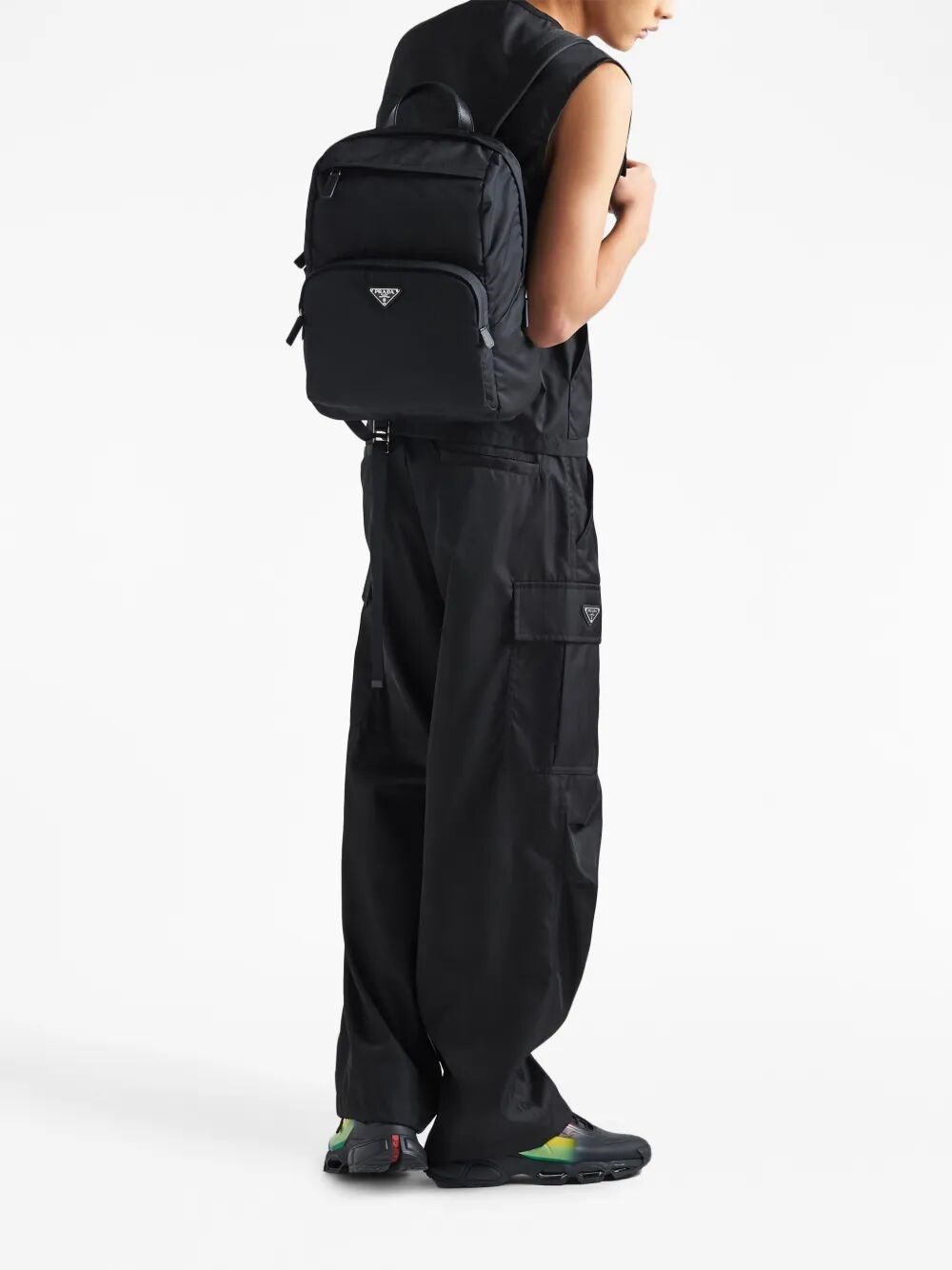 RE-NYLON AND SAFFIANO LEATHER BACKPACK