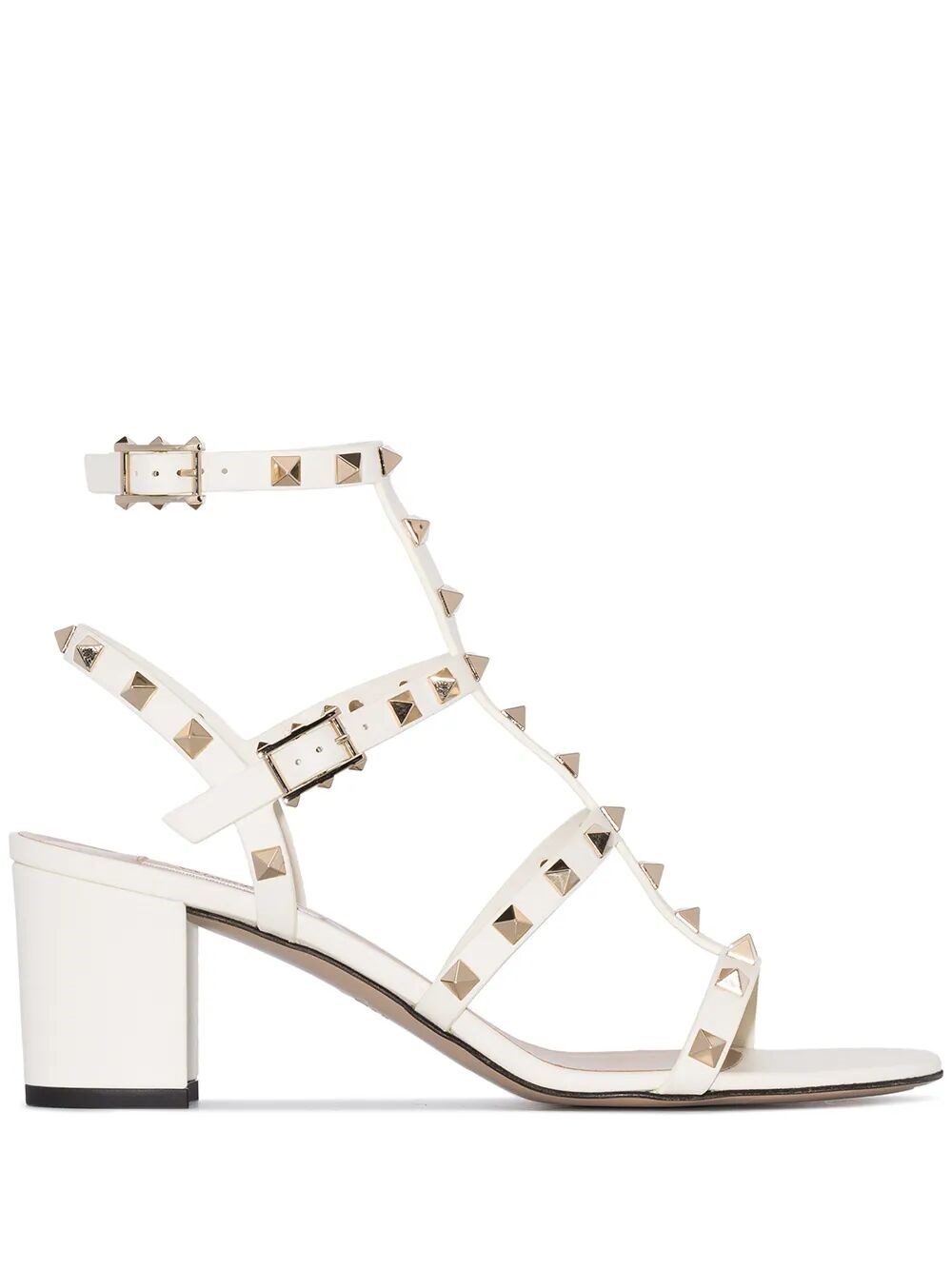 ROCKSTUD LEATHER ANKLE STRAP SANDALS 60