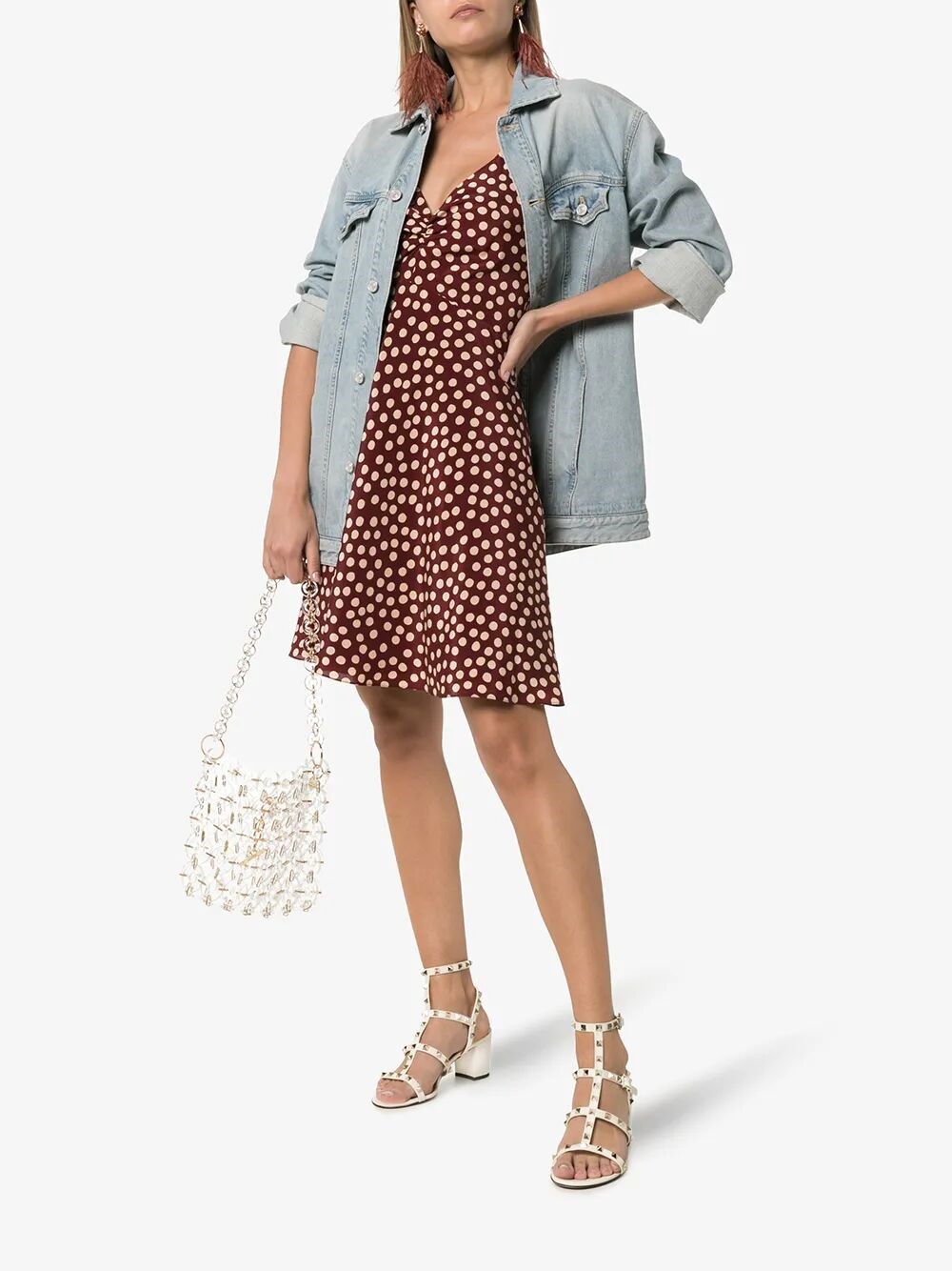 ROCKSTUD LEATHER ANKLE STRAP SANDALS 60