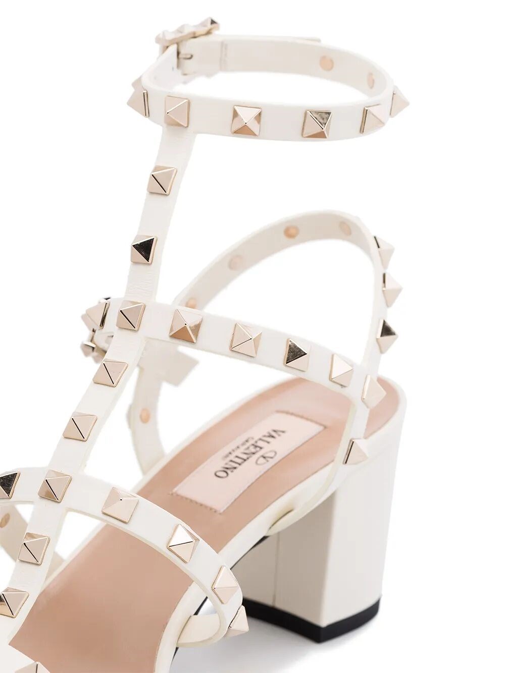 ROCKSTUD LEATHER ANKLE STRAP SANDALS 60