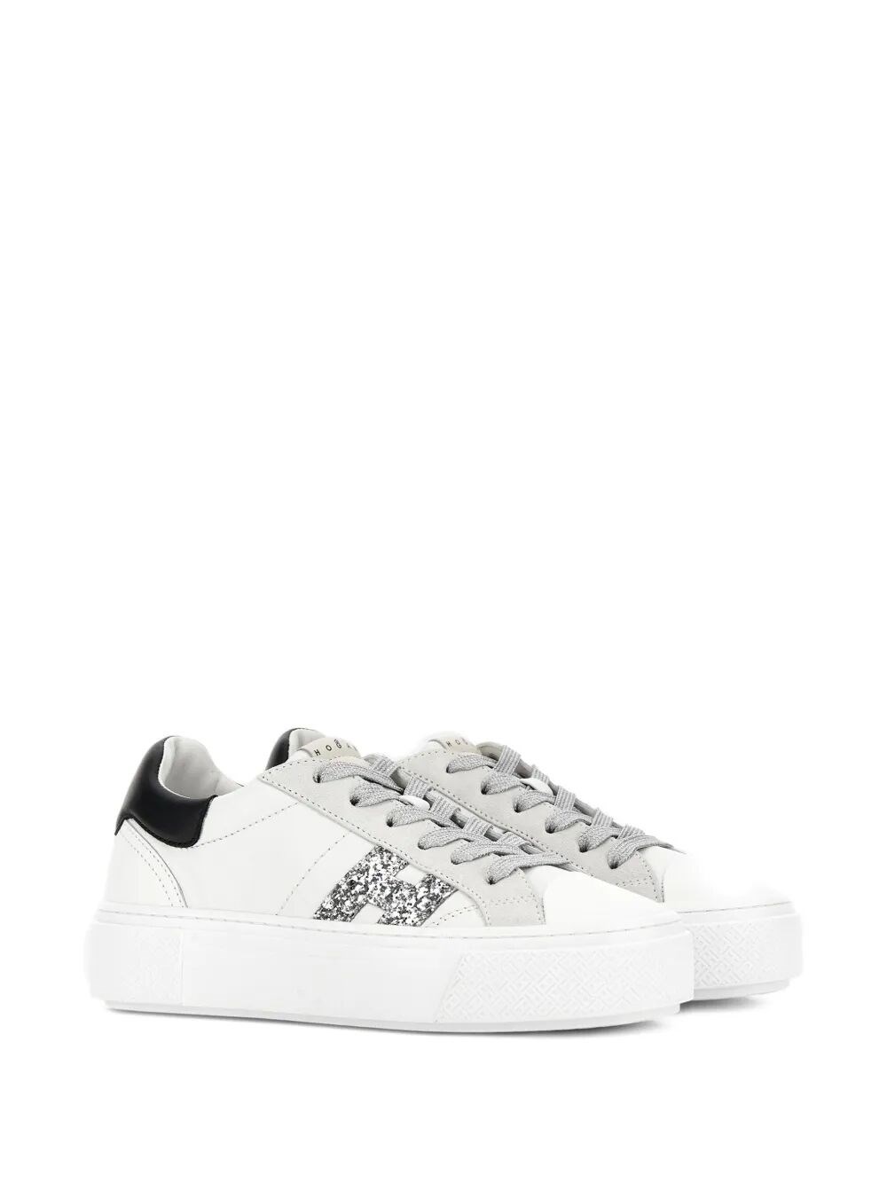 HOGAN CROSSWIND NAPPA LEATHER AND SUEDE SNEAKERS WITH GLITTER H DETAIL
