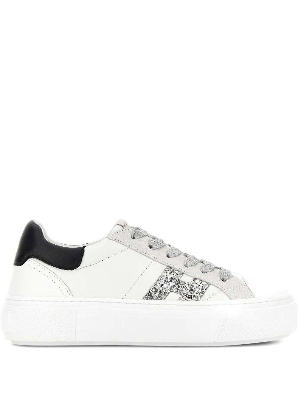 HOGAN CROSSWIND NAPPA LEATHER AND SUEDE SNEAKERS WITH GLITTER H DETAIL