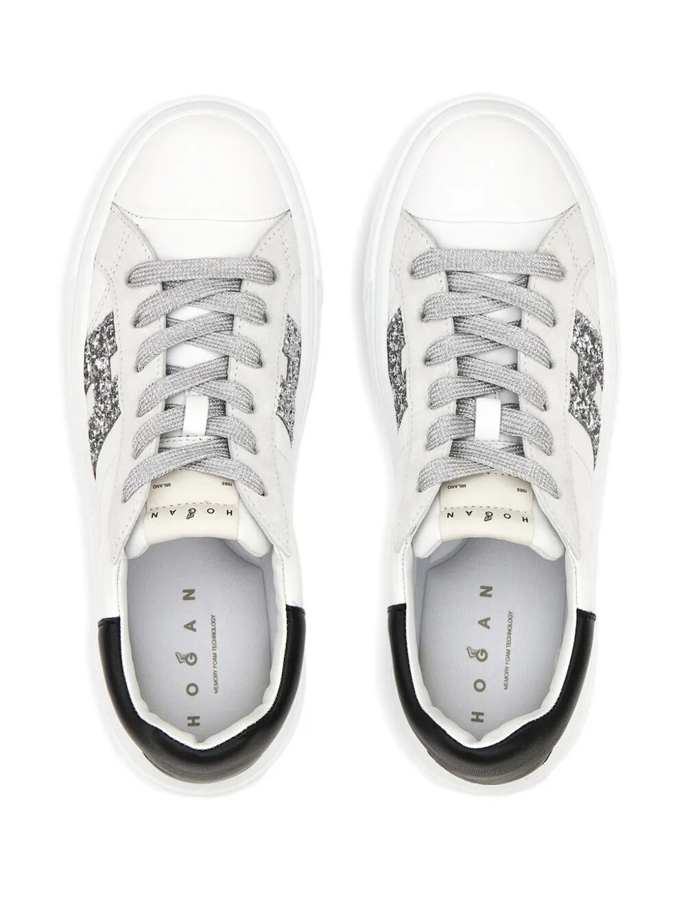 HOGAN CROSSWIND NAPPA LEATHER AND SUEDE SNEAKERS WITH GLITTER H DETAIL