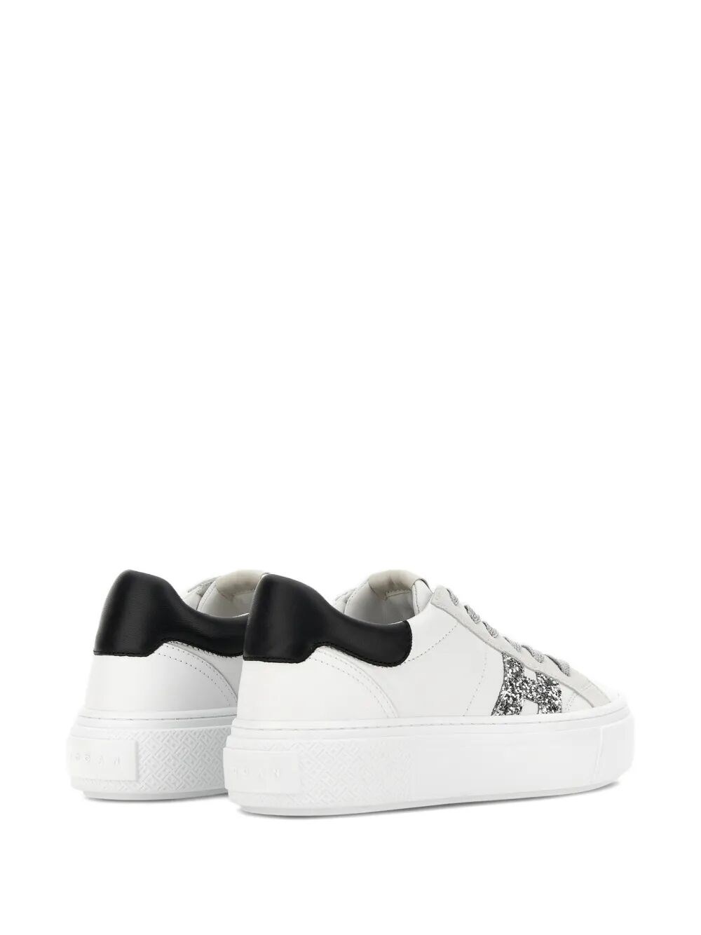 HOGAN CROSSWIND NAPPA LEATHER AND SUEDE SNEAKERS WITH GLITTER H DETAIL