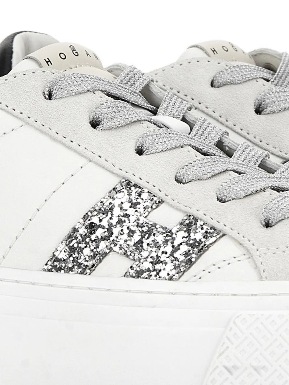 HOGAN CROSSWIND NAPPA LEATHER AND SUEDE SNEAKERS WITH GLITTER H DETAIL