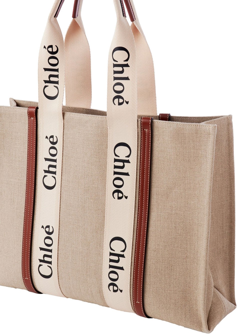 LARGE WOODY TOTE BAG IN LINEN