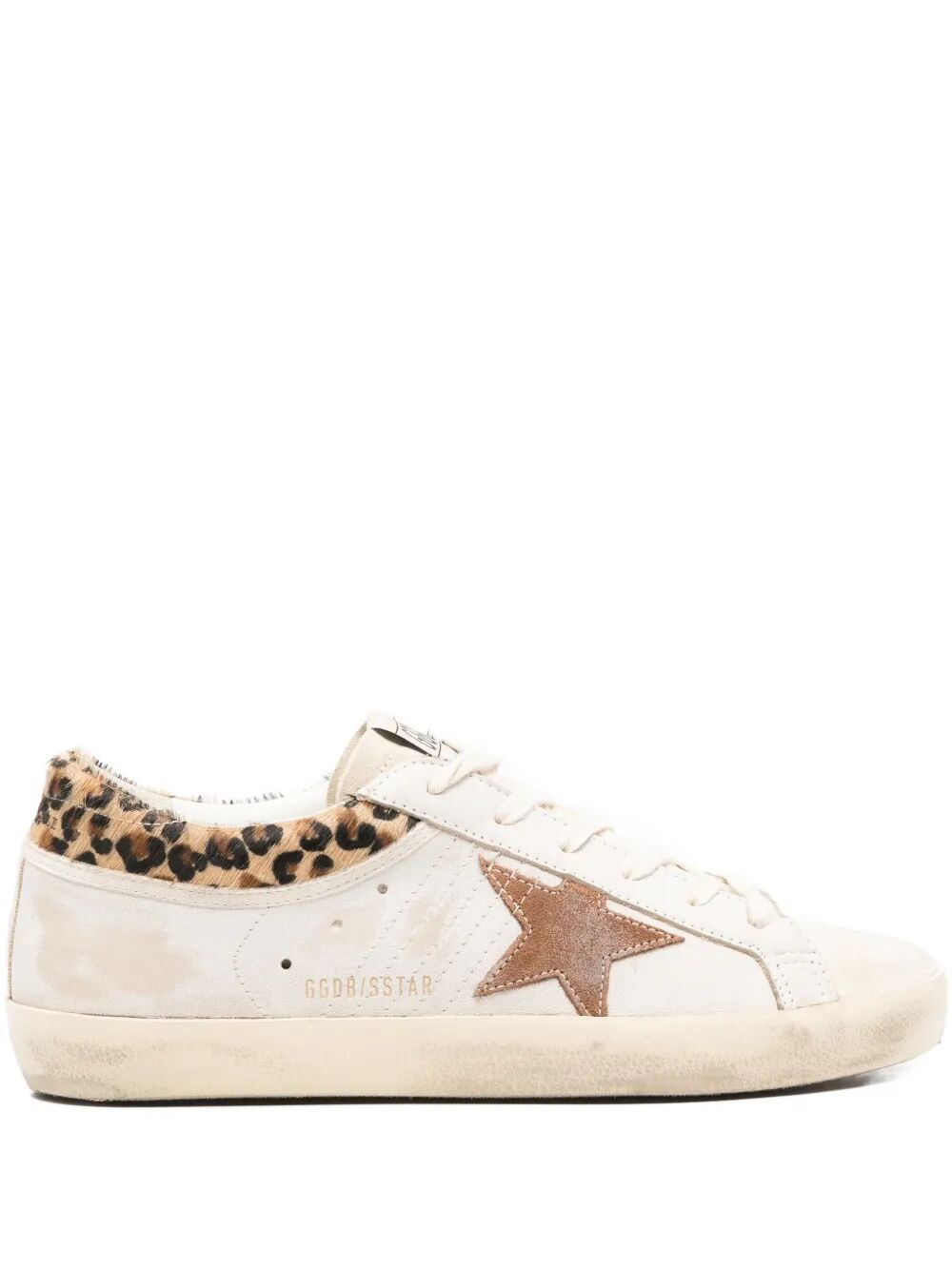 SUPER-STAR WORN-OUT EFFECT SUEDE SNEAKERS WITH LEOPARD-PRINT CALF HAIR DETAIL