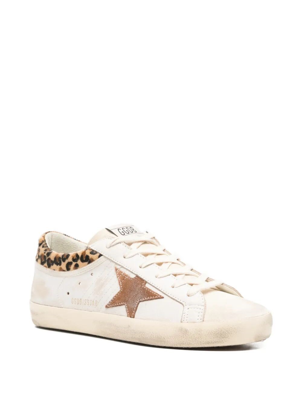 SUPER-STAR WORN-OUT EFFECT SUEDE SNEAKERS WITH LEOPARD-PRINT CALF HAIR DETAIL
