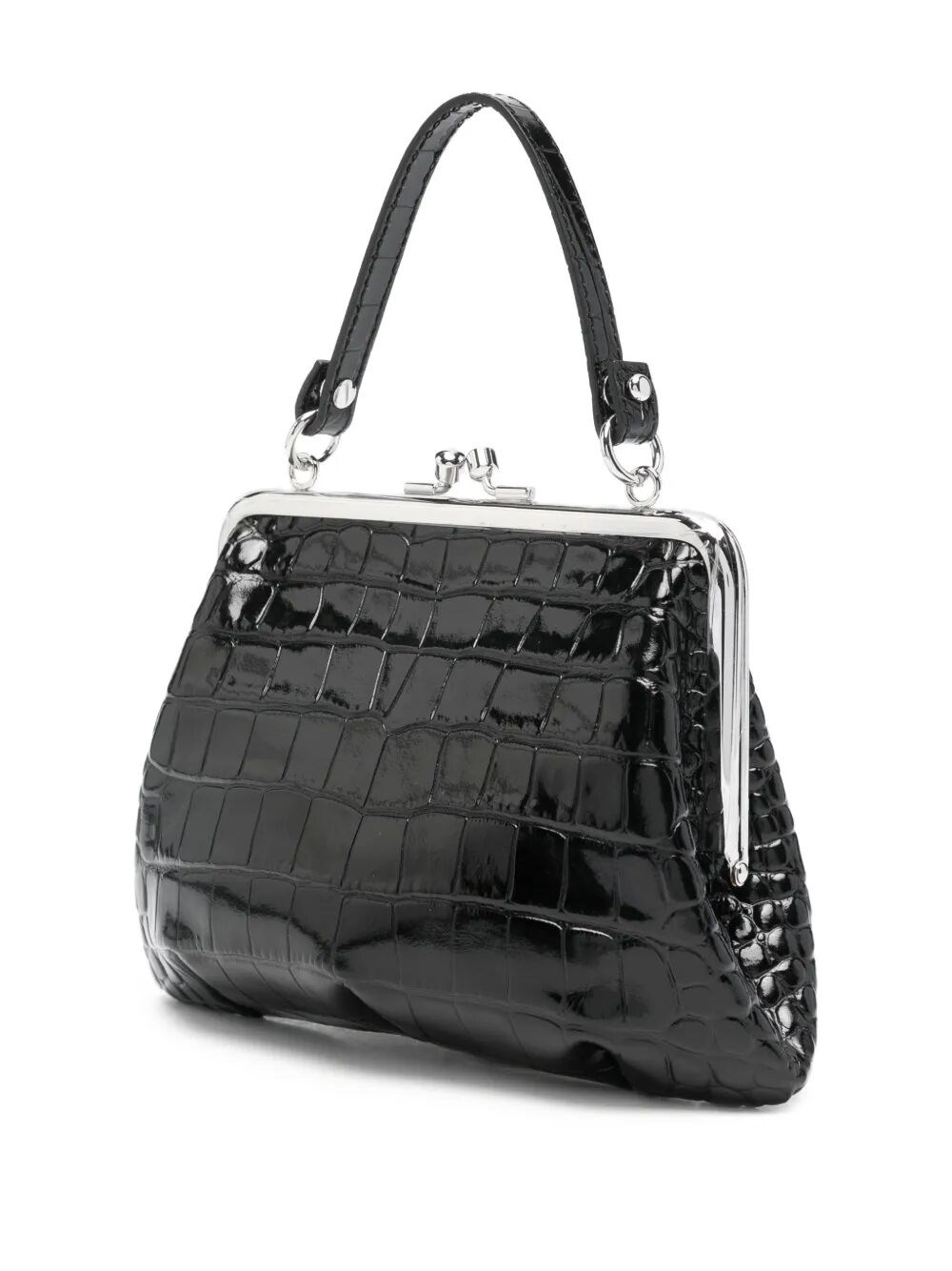 CROCODILE-EFFECT GRANNY FRAME PURSE WITH CHAIN