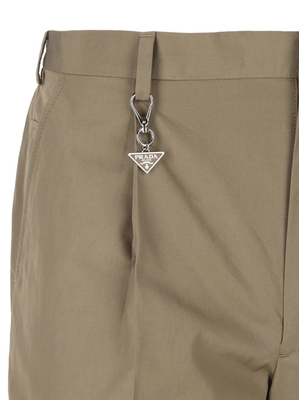 PLEATED COTTON TROUSERS WITH CHARM 