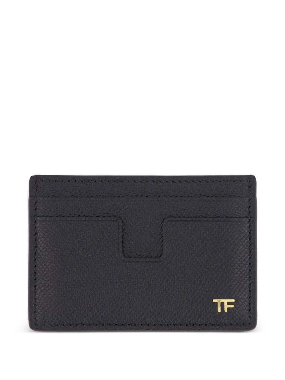 Tom Ford Men's Black Classic Cardholder In Hammered Leather