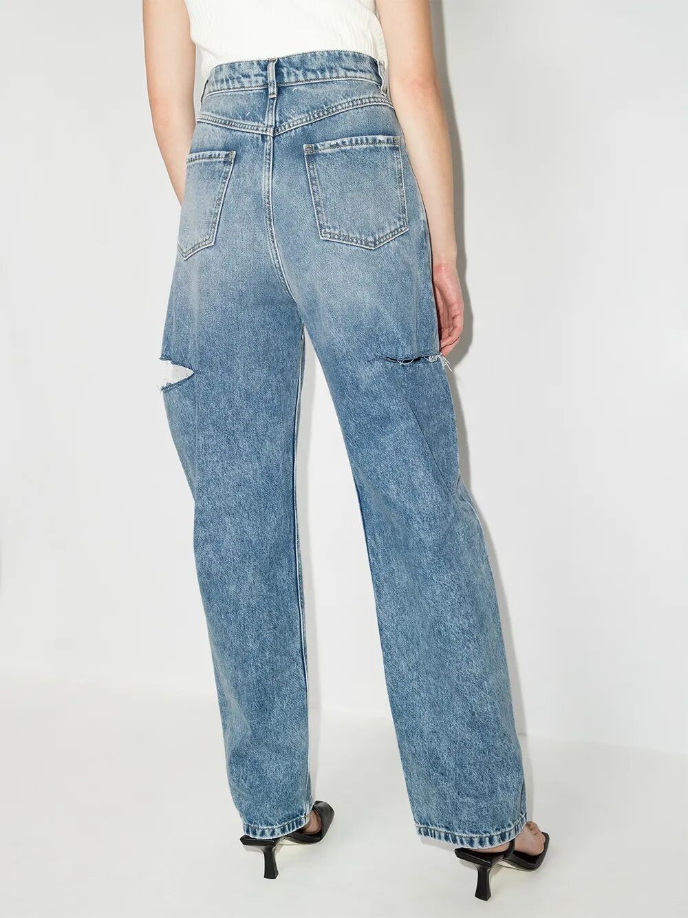 LOOSE FIT DENIM JEANS WITH SLASH DETAILS