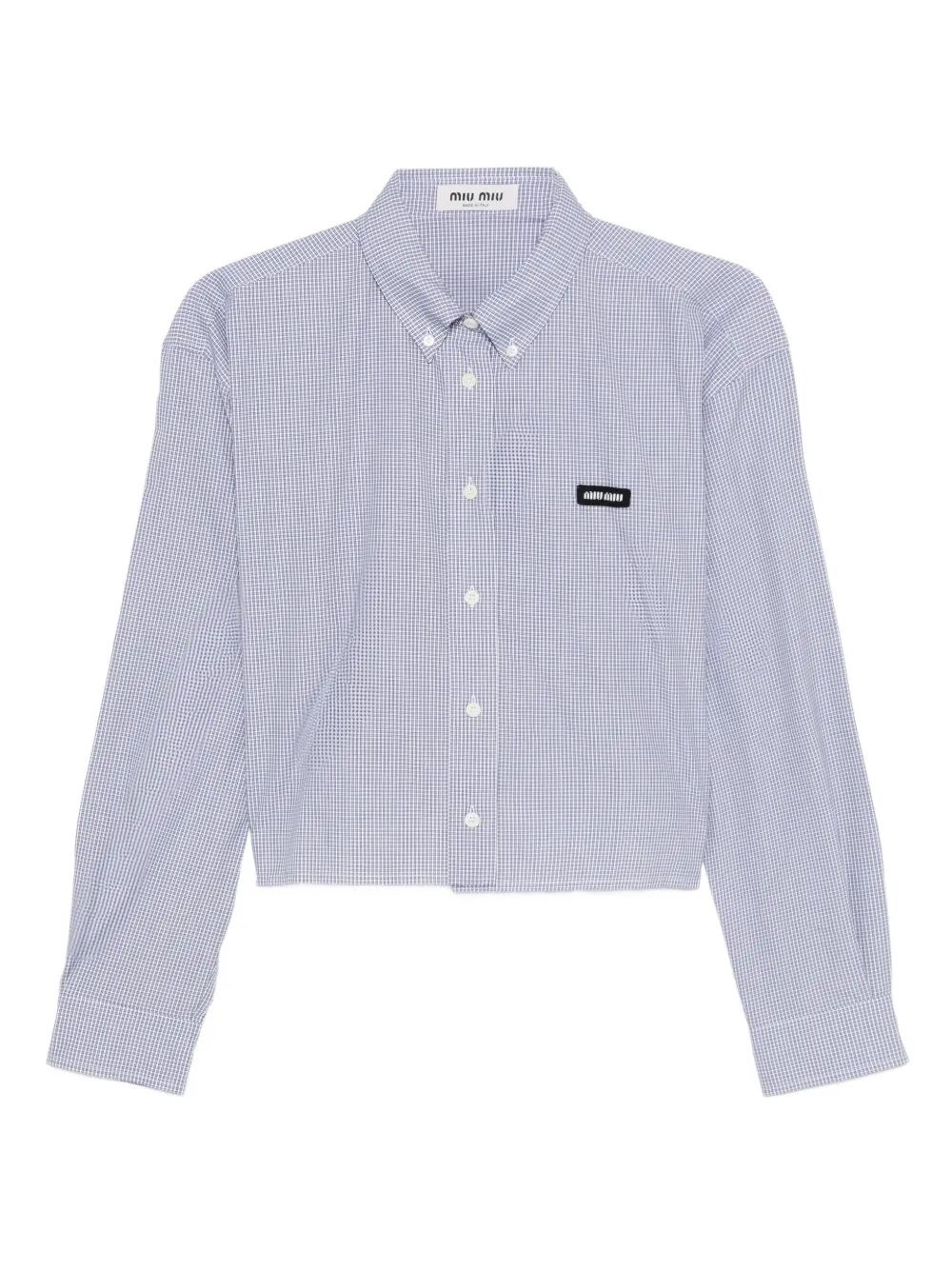 CHECK PATTERN CROPPED POPLIN SHIRT