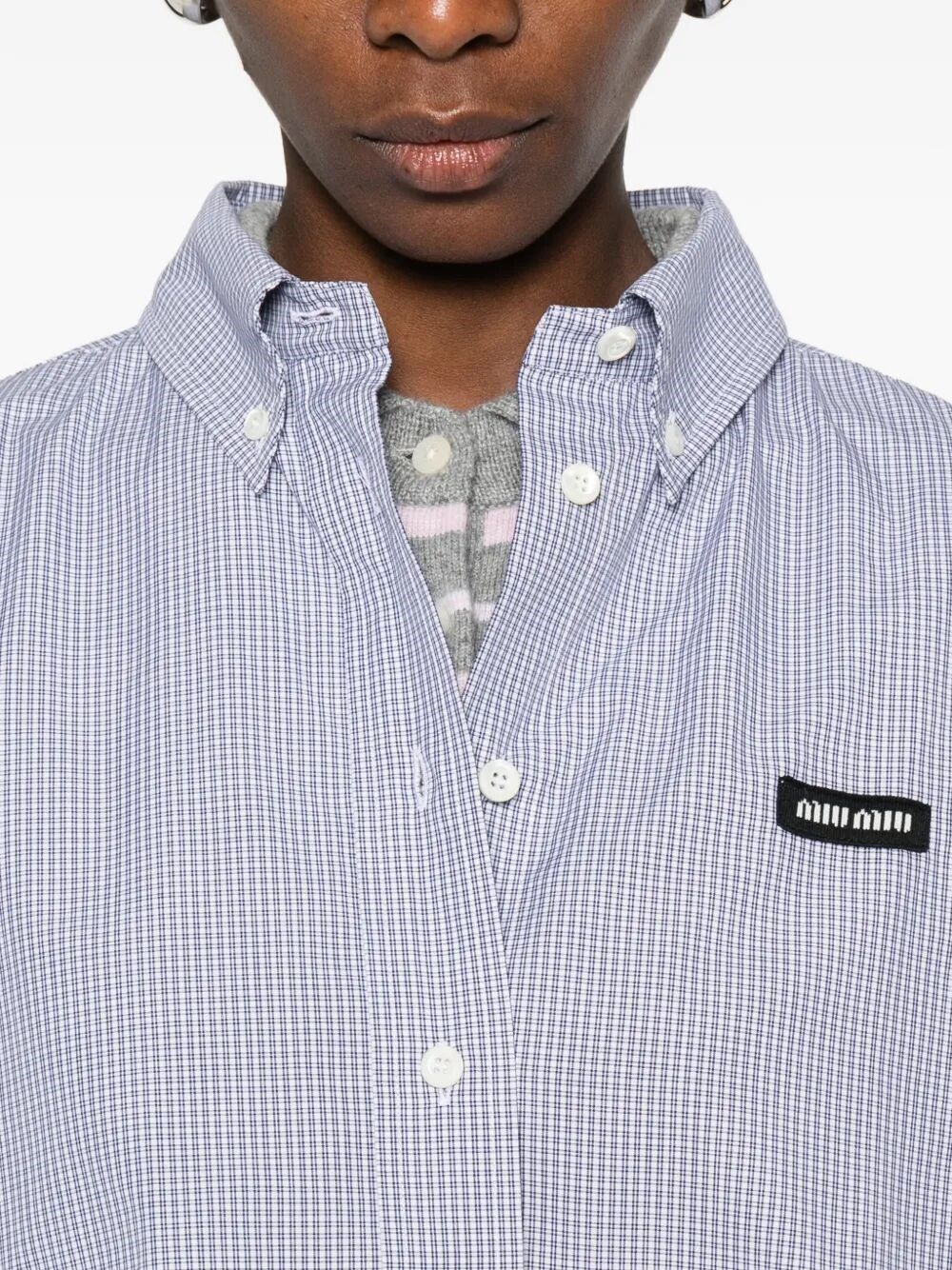 CHECK PATTERN CROPPED POPLIN SHIRT