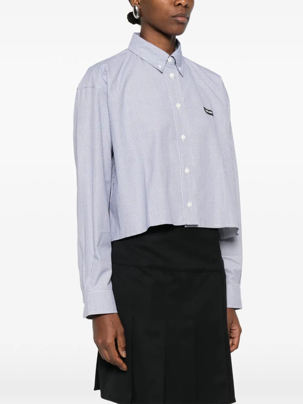 CHECK PATTERN CROPPED POPLIN SHIRT