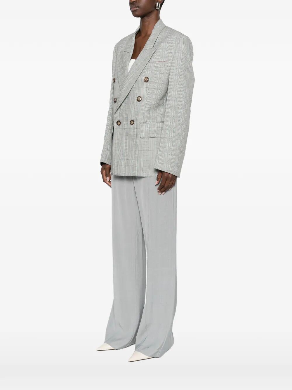 CHECK WOOL DOUBLE-BREASTED TAILORED JACKET