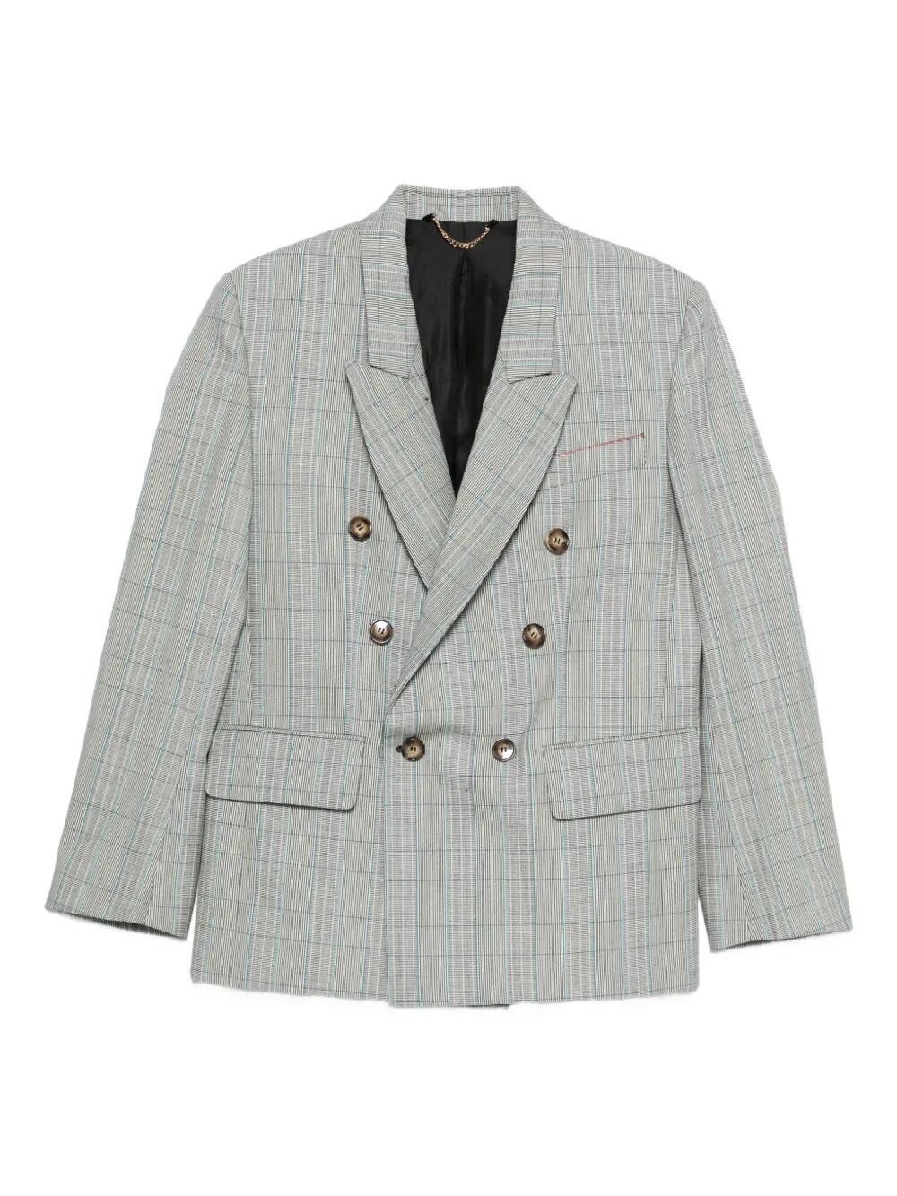 CHECK WOOL DOUBLE-BREASTED TAILORED JACKET