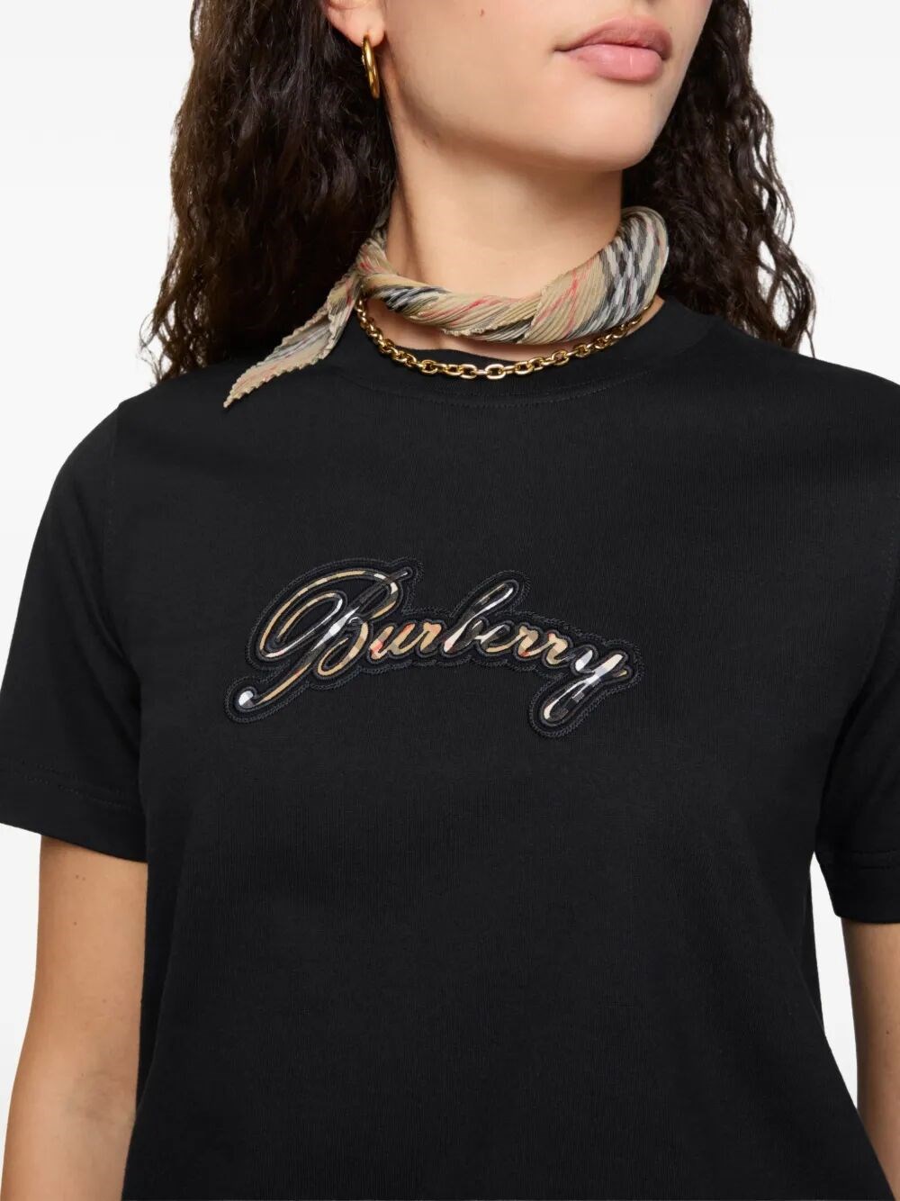 CHECK CURSIVE LOGO COTTON T-SHIRT