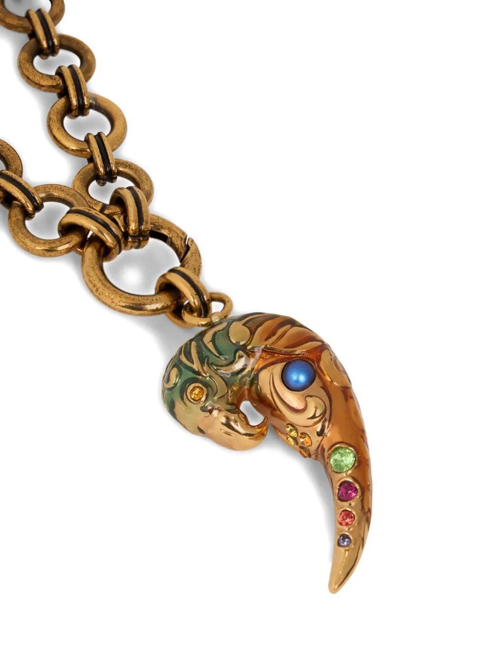 NECKLACE WITH PAISLEY PARROT AND CRYSTALS 
