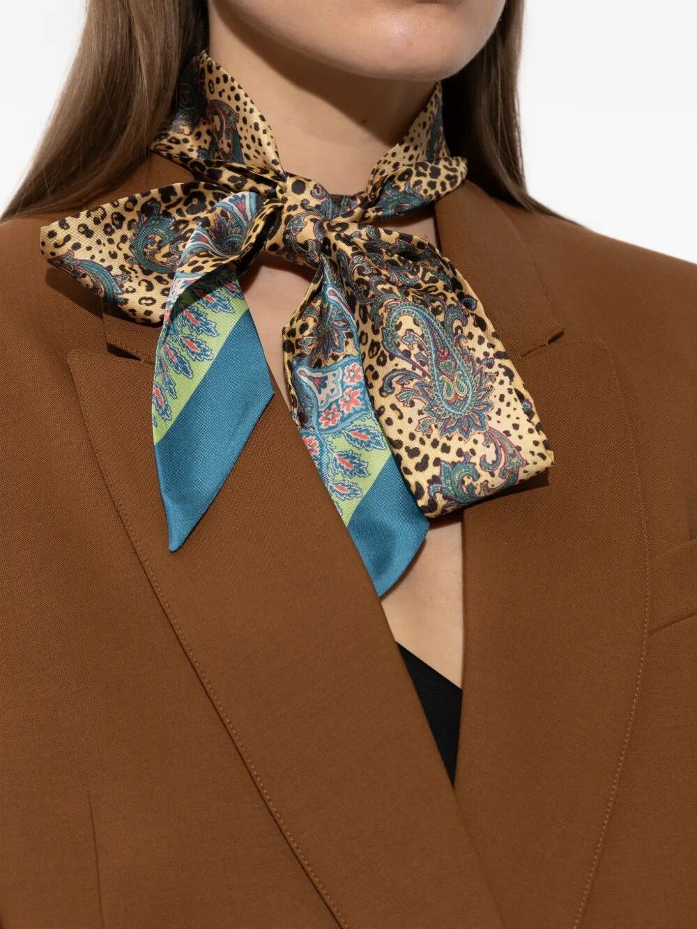 PAISLEY AND LEOPARD-PRINT SILK FOULARD