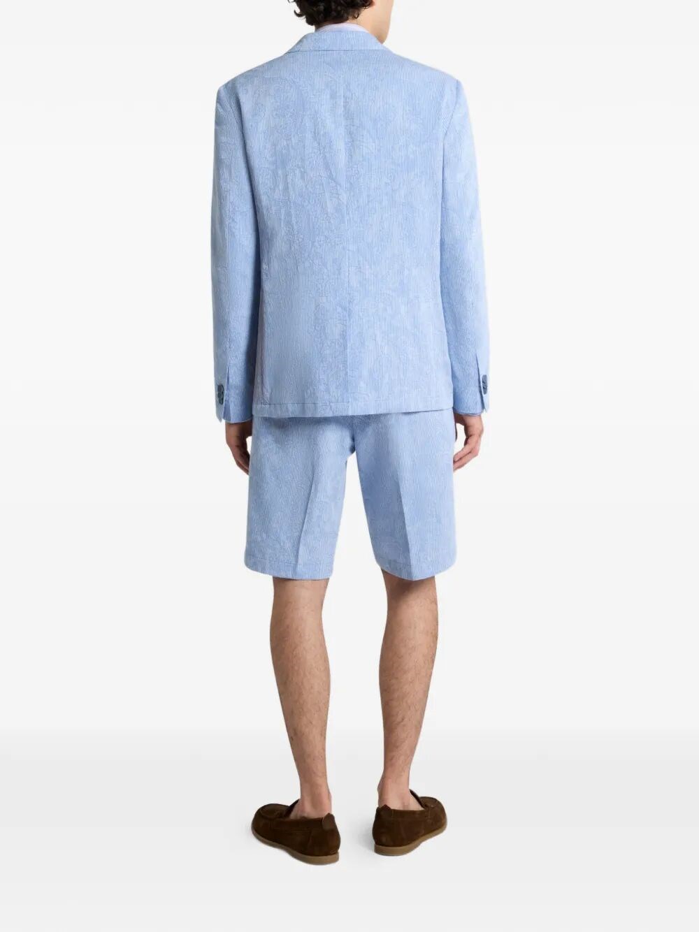 SINGLE-BREASTED STRIPED COTTON JACKET WITH FLORAL PAISLEY MOTIF