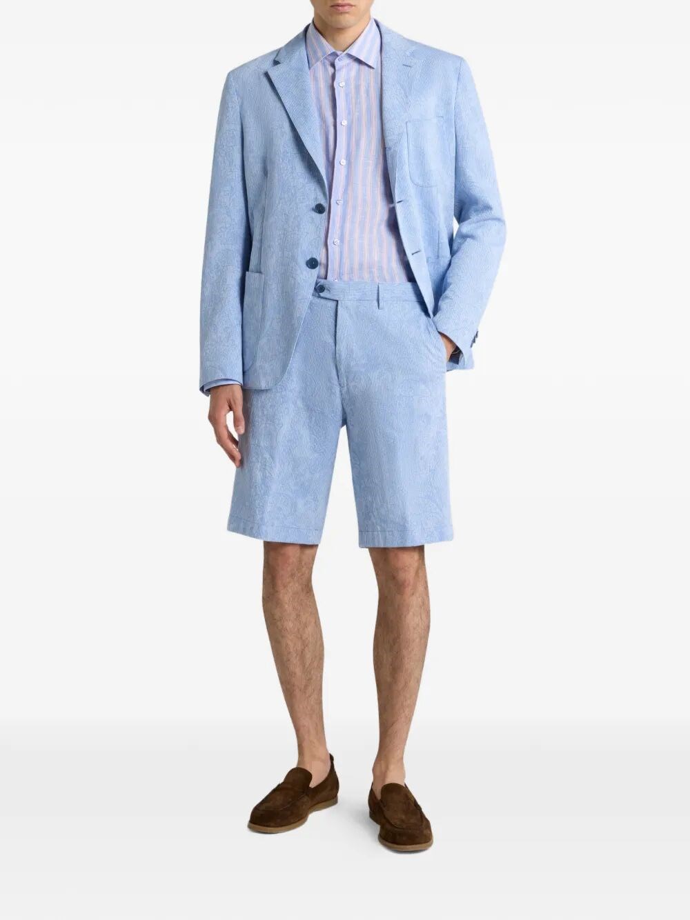 SINGLE-BREASTED STRIPED COTTON JACKET WITH FLORAL PAISLEY MOTIF