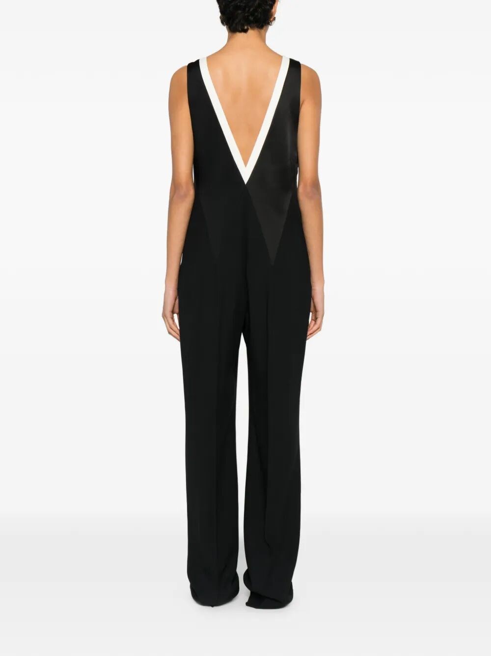 CONTRAST V-NECK JUMPSUIT 