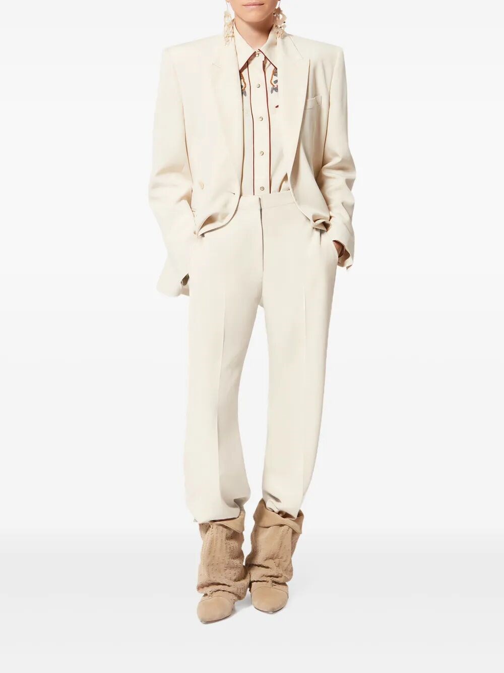 NEONDA FLOWING CREPE PLEATED SUIT PANTS