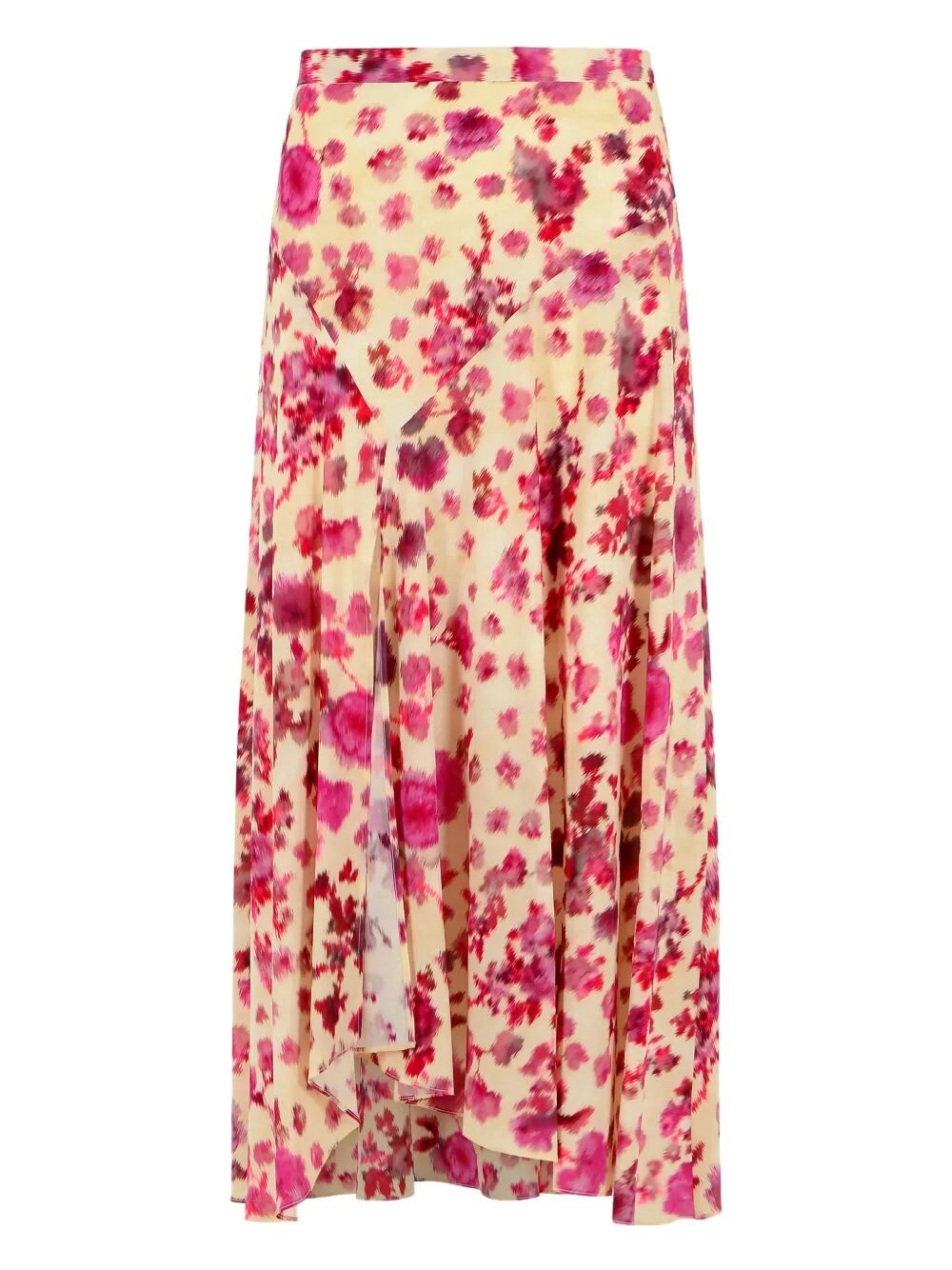 SAKURA LONG PRINTED STRETCH SILK SKIRT