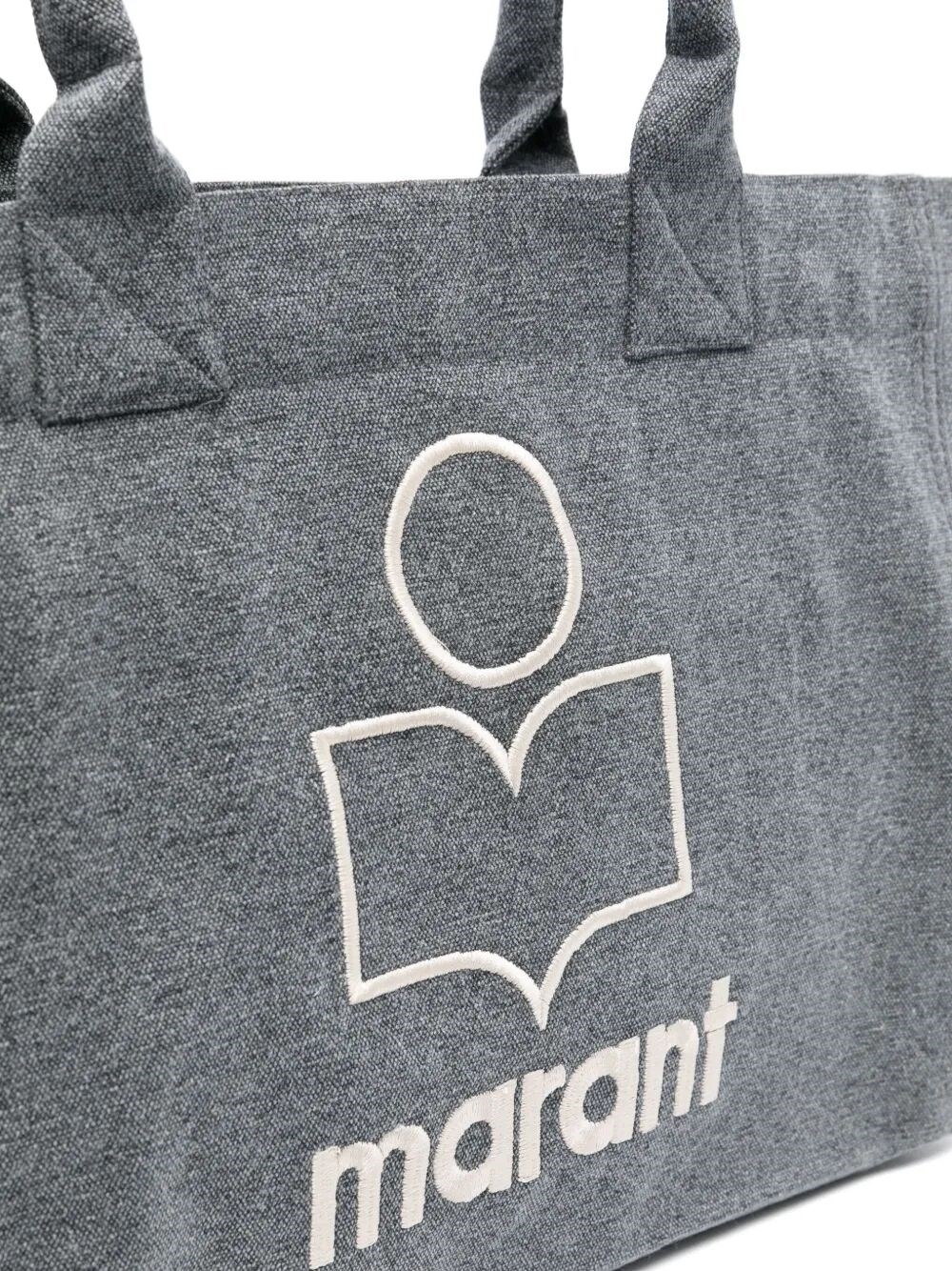 YENKY ZIPPED WASHED COTTON LOGO TOTE BAG