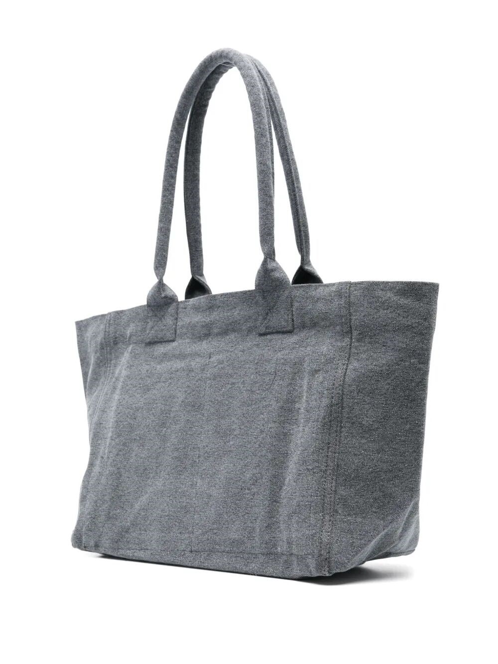 YENKY ZIPPED WASHED COTTON LOGO TOTE BAG