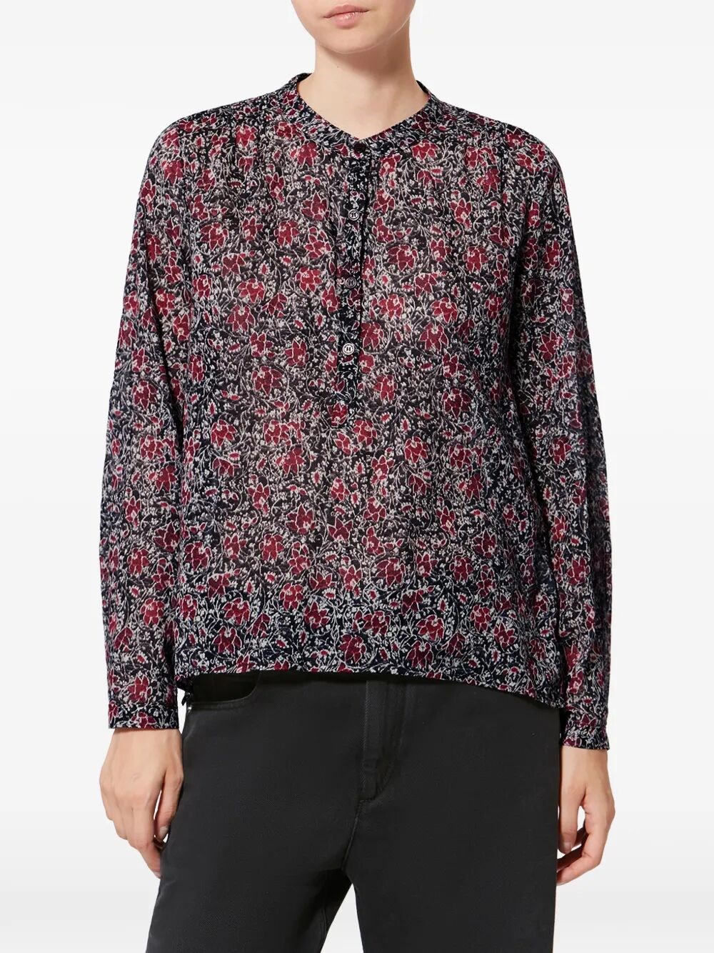 MARIA COTTON VOILE FLORAL PRINT BLOUSE
