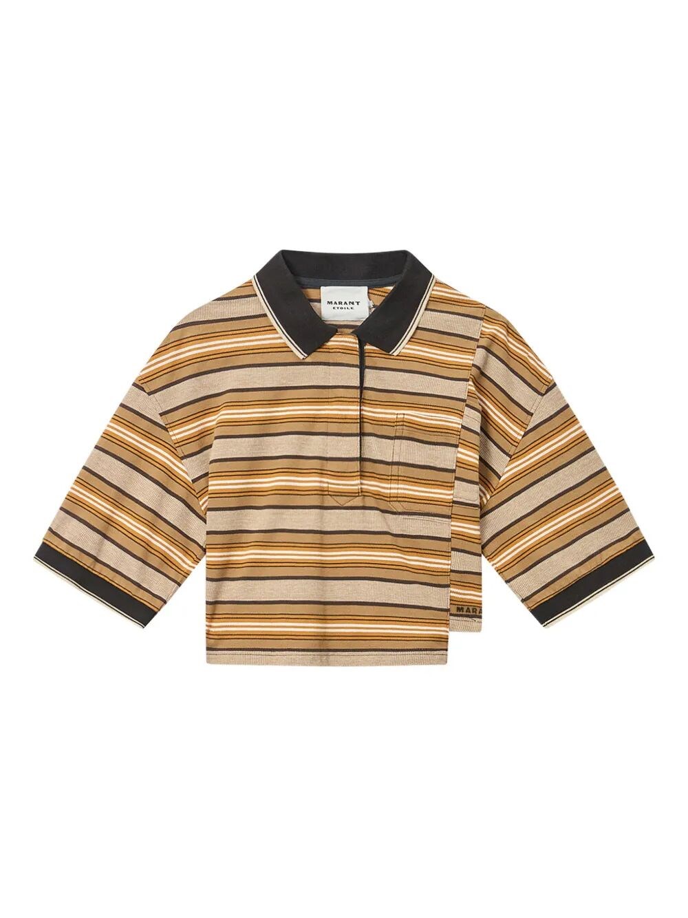 ISALYNE STRIPED COTTON PIQUÉ POLO SHIRT