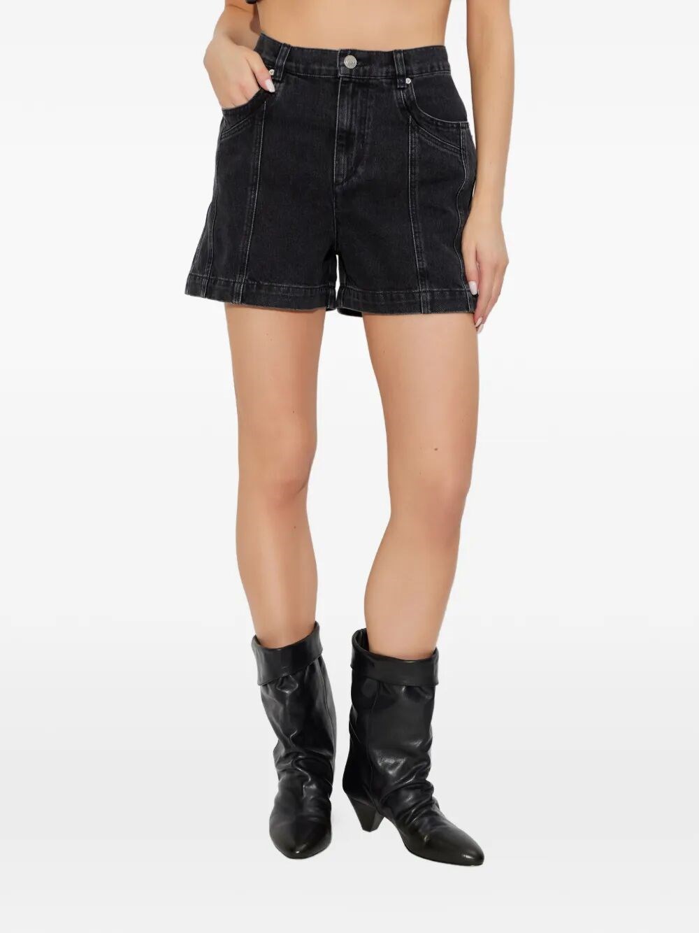 JOELY DENIM PANELLED SHORTS