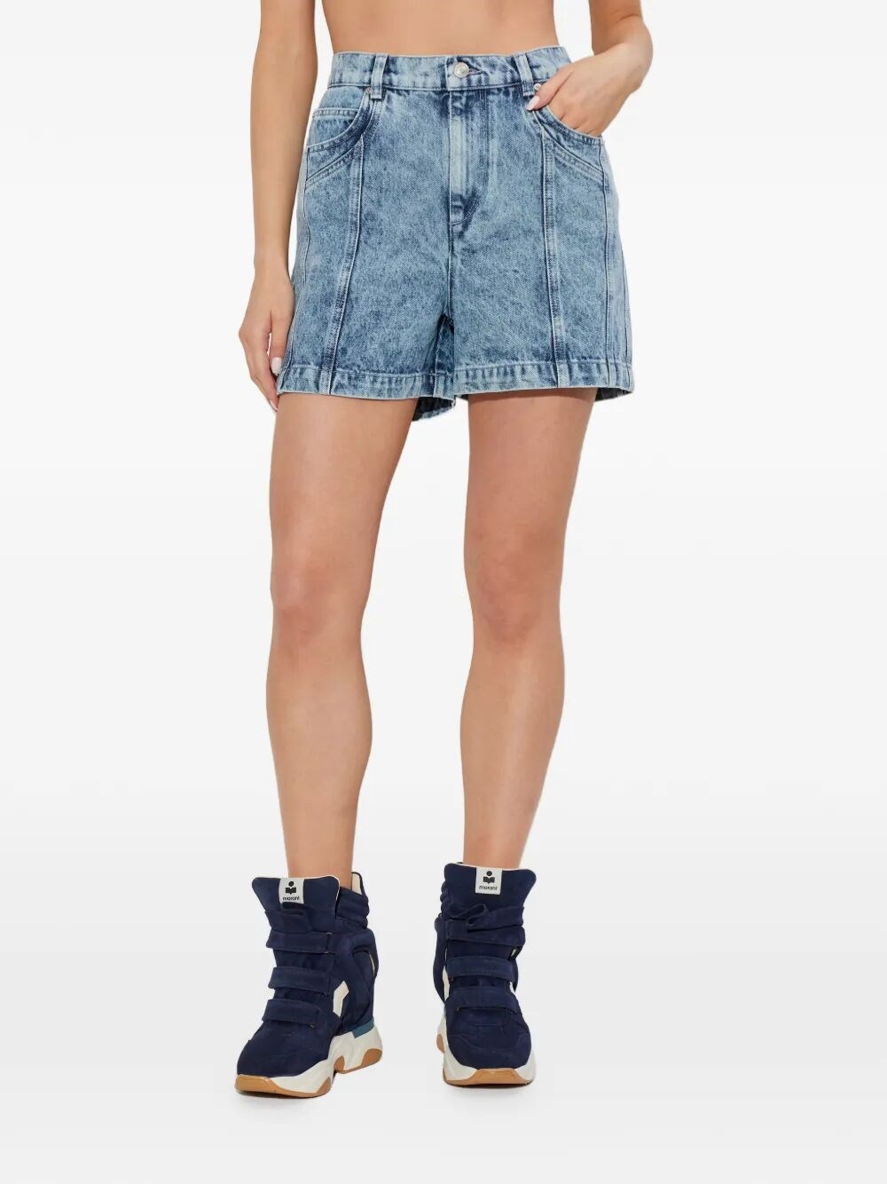JOELY DENIM PANELLED SHORTS