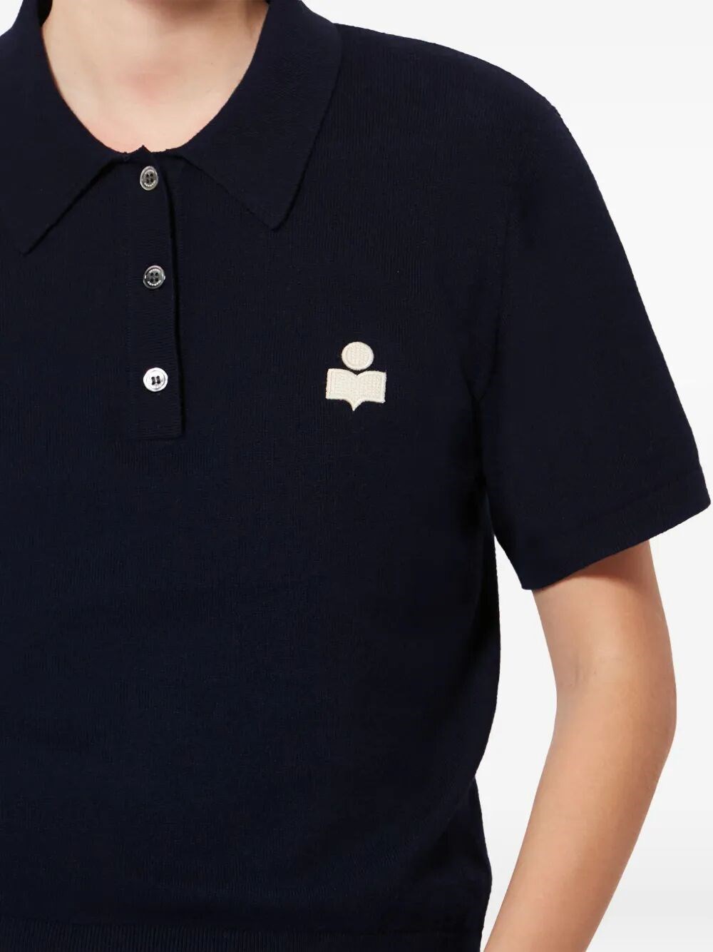 ALTHEA COTTON AND WOOL BLEND KNIT POLO WITH LOGO