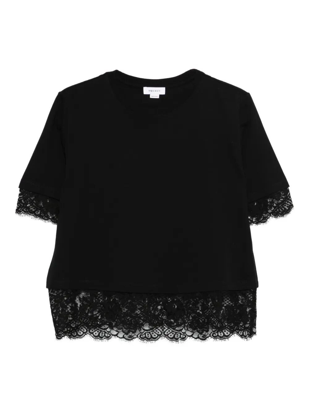 LACE DETAIL COTTON JERSEY T-SHIRT