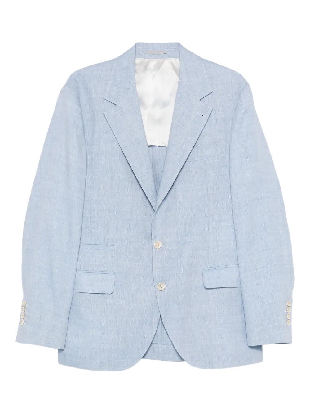 LINEN AND VIRGIN WOOL CHEVRON DECONSTRUCTED JACKET