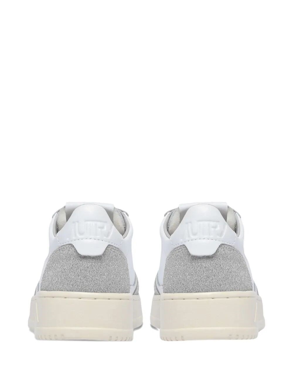 MEDALIST LOW SNEAKERS IN WHITE LEATHER AND GREY GLITTERED DETAILS