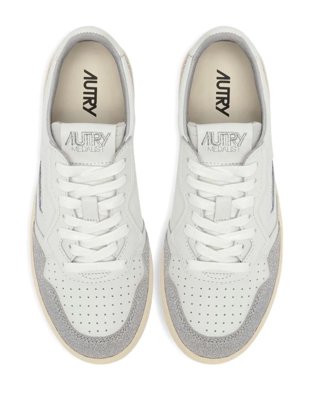 MEDALIST LOW SNEAKERS IN WHITE LEATHER AND GREY GLITTERED DETAILS