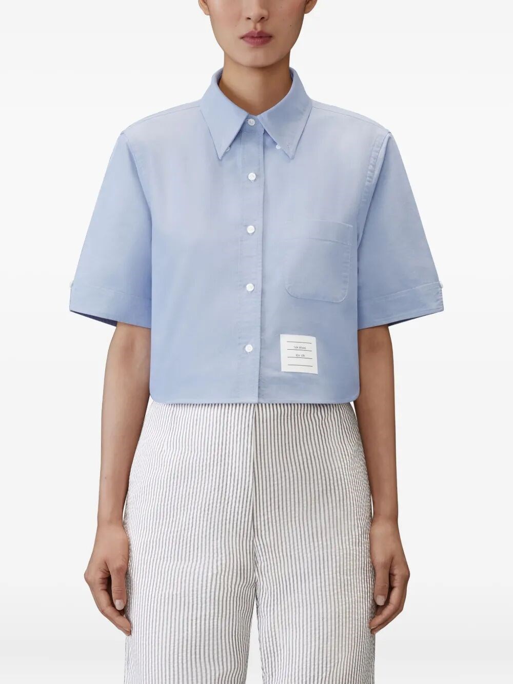 OXFORD SHORT SLEEVE CROPPED SHIRT