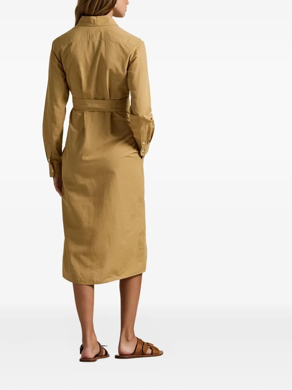 COTTON-LINEN BELTED SHIRT DRESS