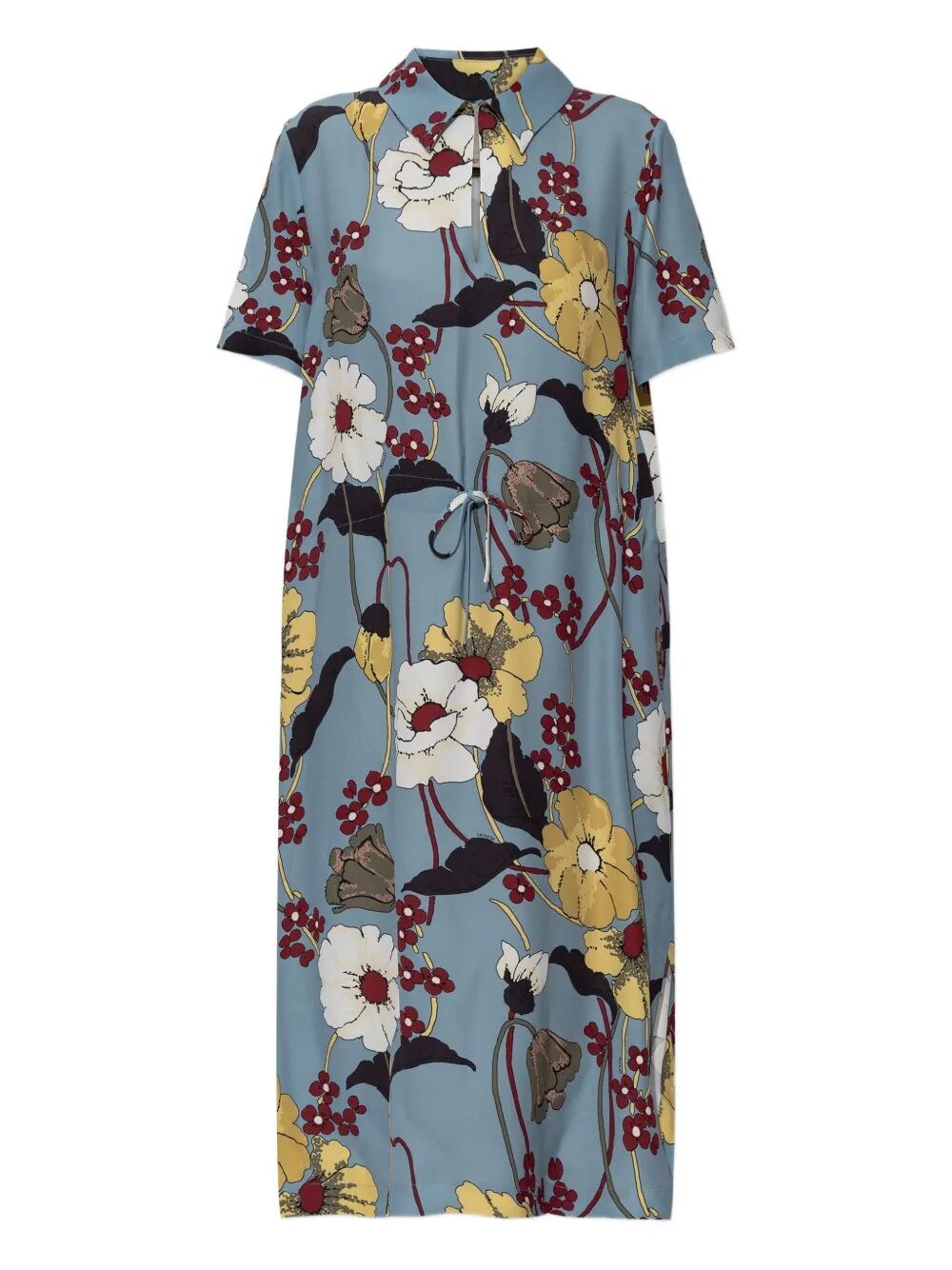 FLORAL-PRINT V-NECK MIDI DRESS