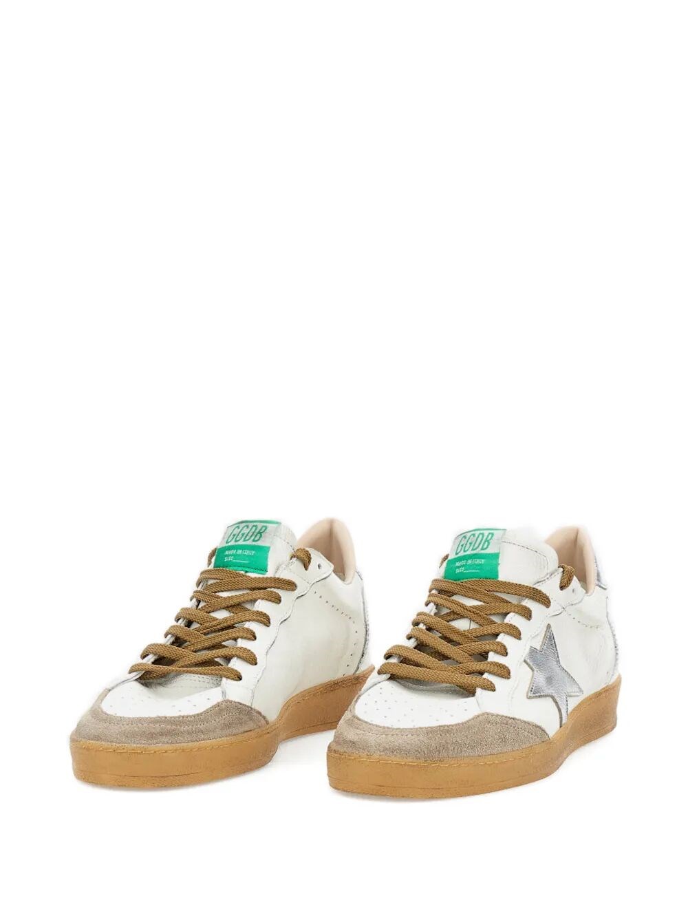 BALL STAR NAPPA LEATHER AND SUEDE SNEAKERS WITH LAMINATED STAR AND HEEL TAB