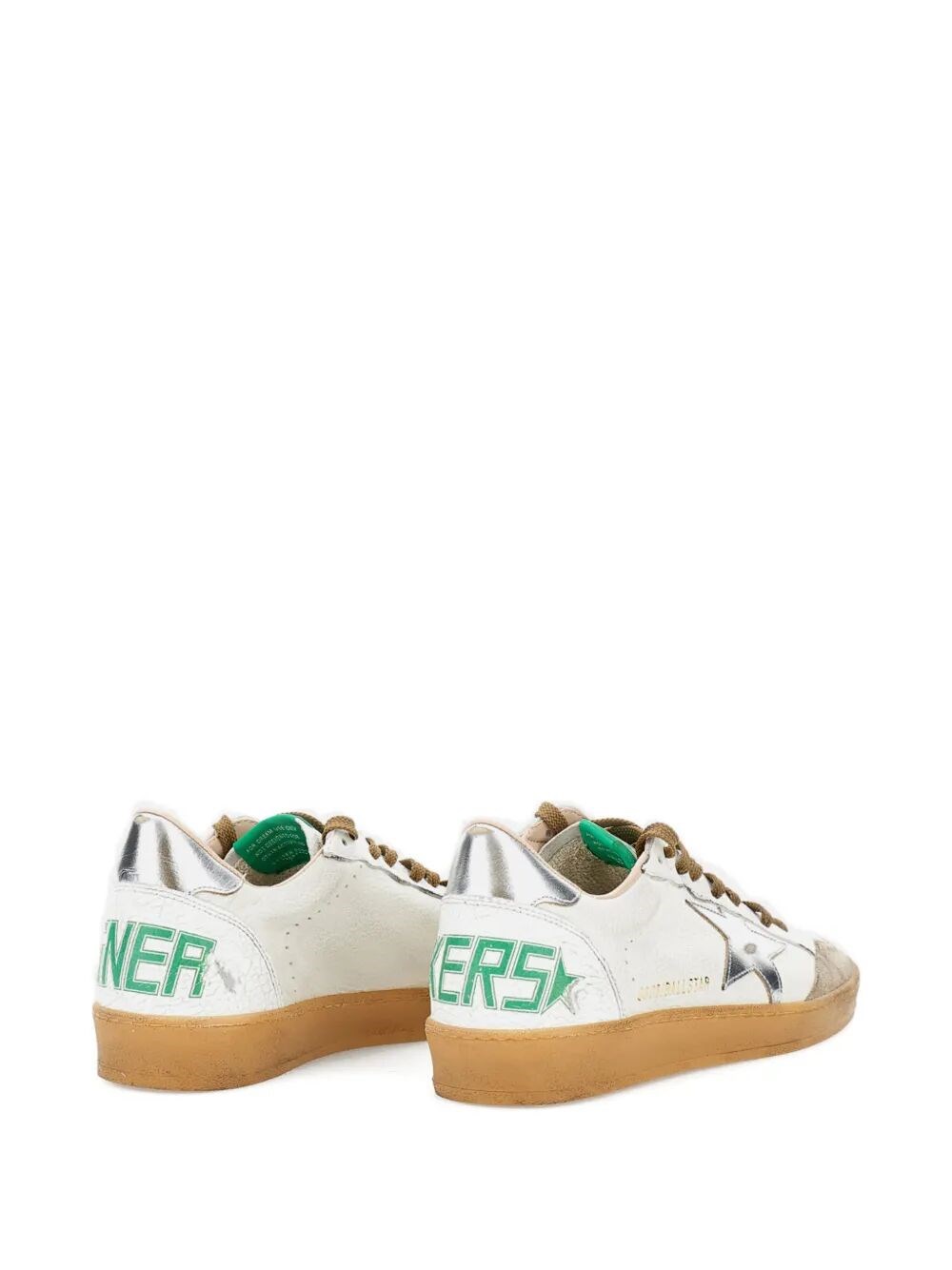 BALL STAR NAPPA LEATHER AND SUEDE SNEAKERS WITH LAMINATED STAR AND HEEL TAB