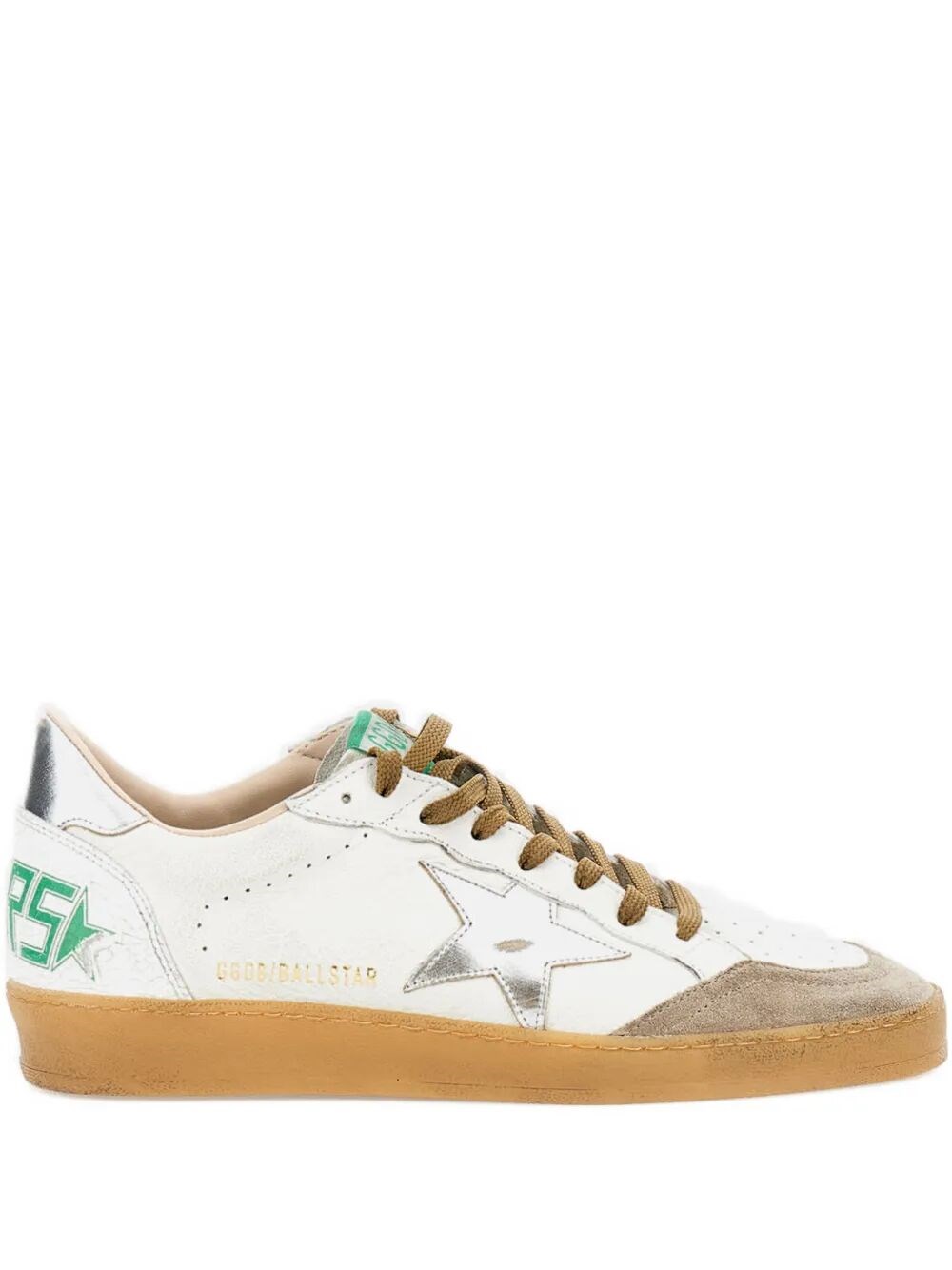 BALL STAR NAPPA LEATHER AND SUEDE SNEAKERS WITH LAMINATED STAR AND HEEL TAB