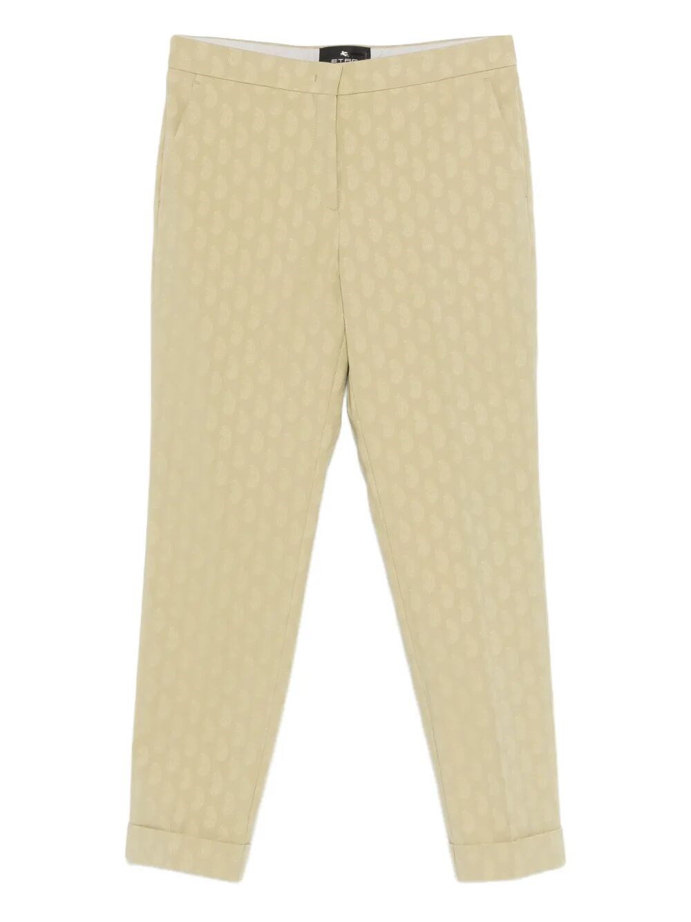 CROPPED COTTON JACQUARD TROUSERS WITH MICRO PAISLEY MOTIF