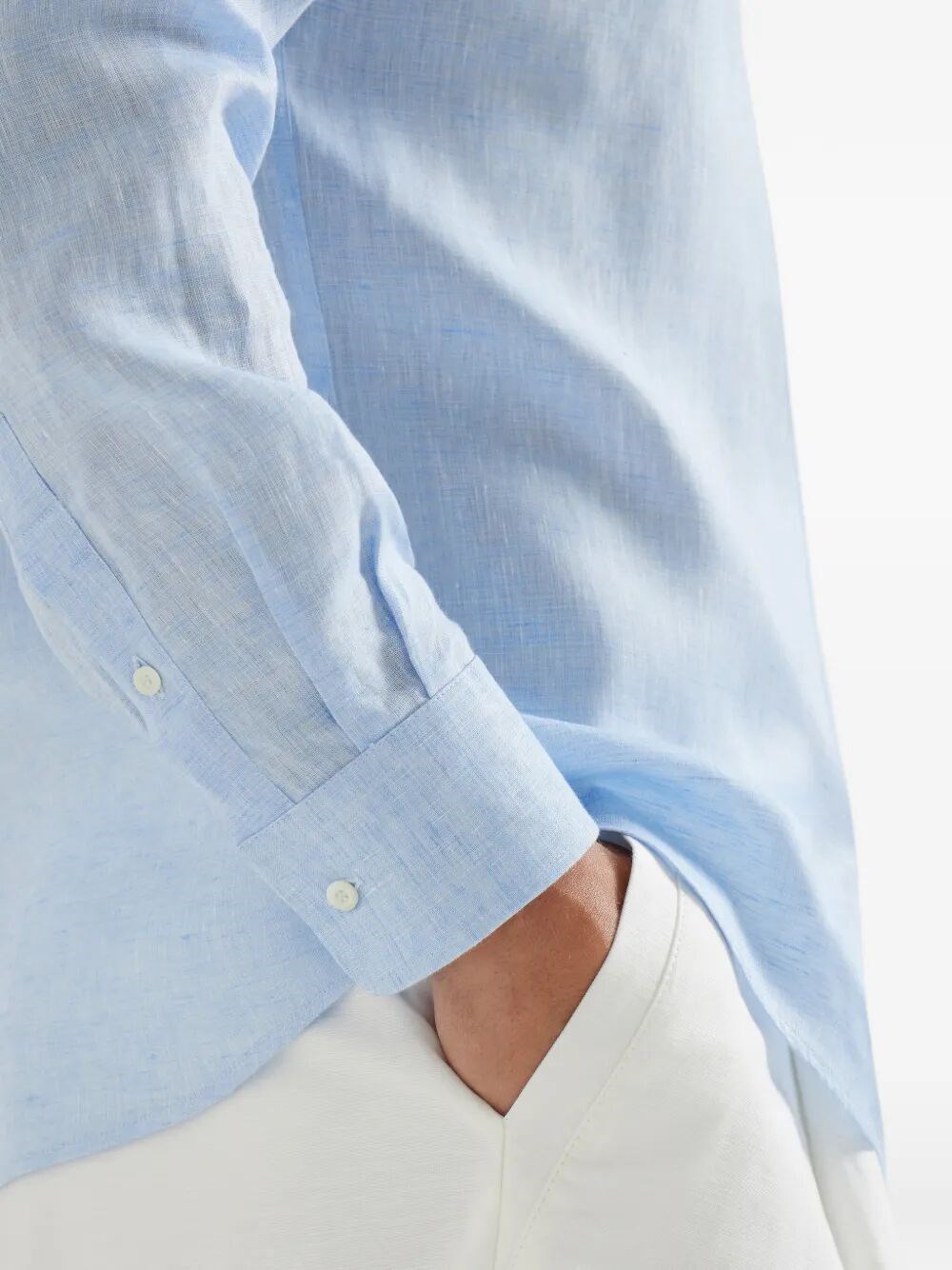 EASY FIT LINEN SHIRT WITH FRENCH COLLAR 
