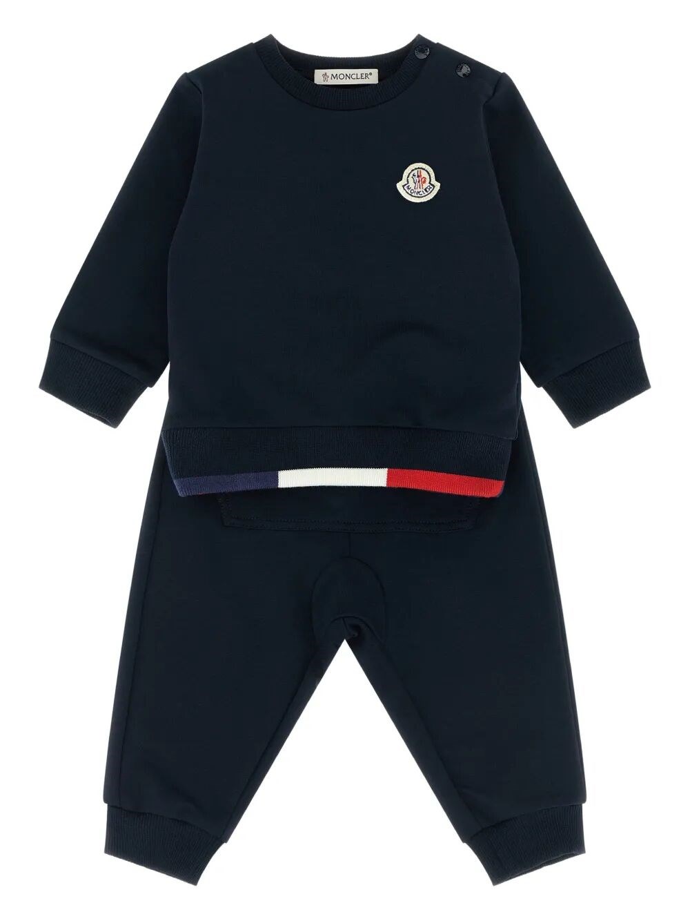Moncler Kids Boys Blue 2-Piece Cotton Tracksuit With Tricolore Hem