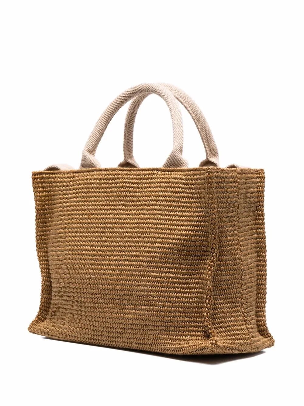 RAFFIA-EFFECT SMALL TOTE BAG